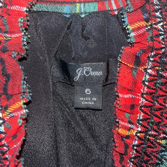 J. Crew Tartan Plaid Ruffle Sleeveless Blouse - Picture 3 of 4